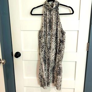 Snake skin high neck scrunch dress